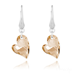 Boucles d'Oreilles Coeur Design en Argent et Cristal Champagne