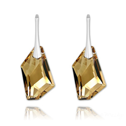 Boucles d'Oreilles De-Art 24mm en Argent et Cristal Champagne
